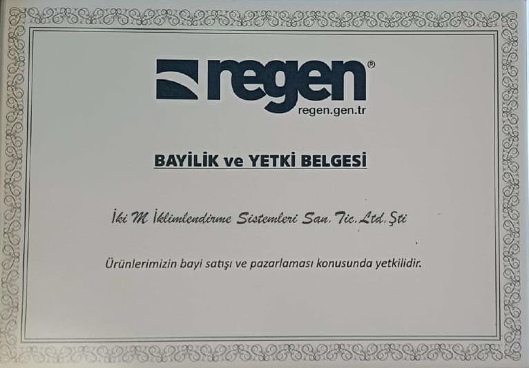 REGEN Yetkili Satıcı Belgesi