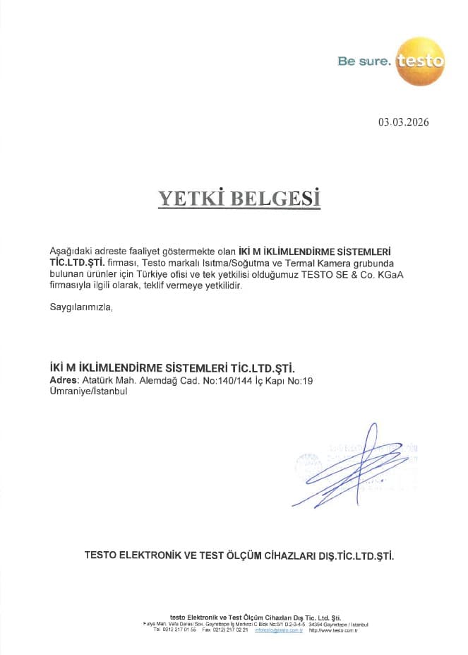 Testo Yetkili Satıcı Belgesi